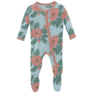 Spring Sky Floral Muffin Ruffle Footie