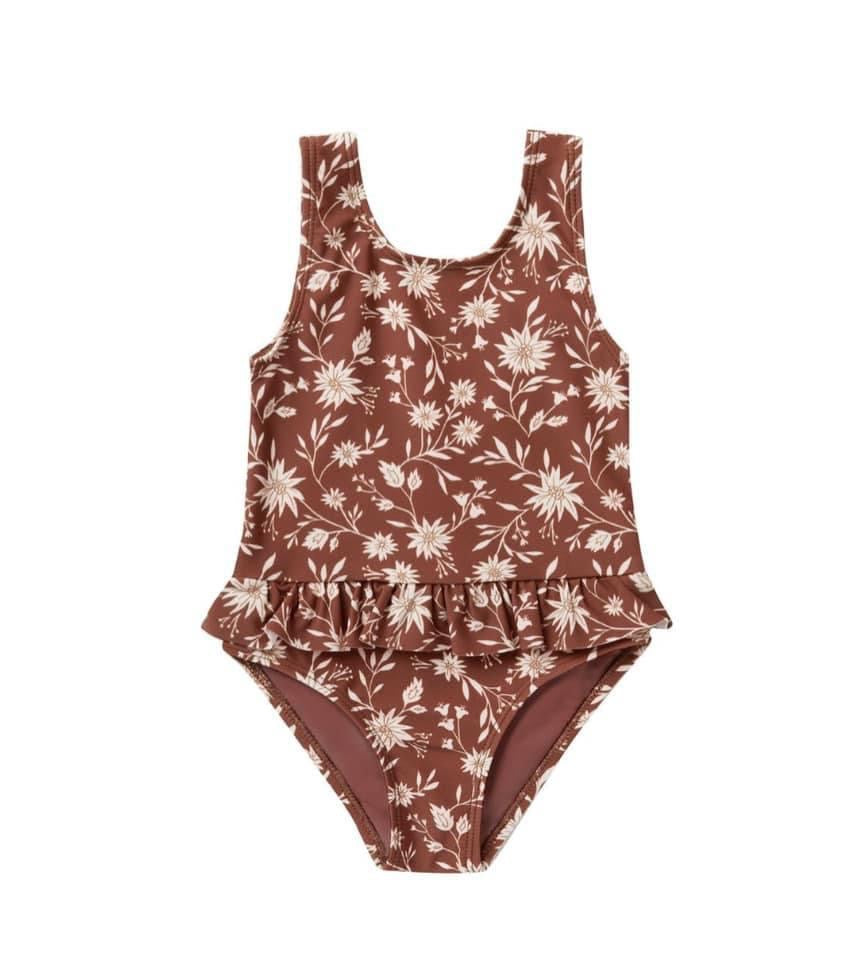 Wild floral skirted one piece bathing suit