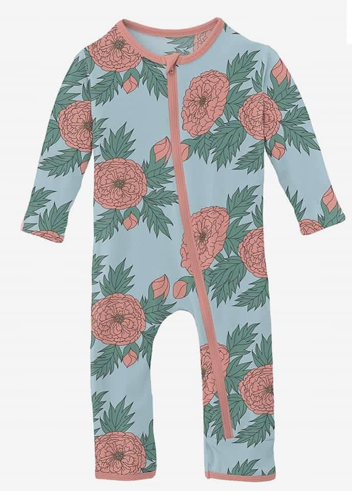 Spring Sky Floral Muffin Ruffle Coverall