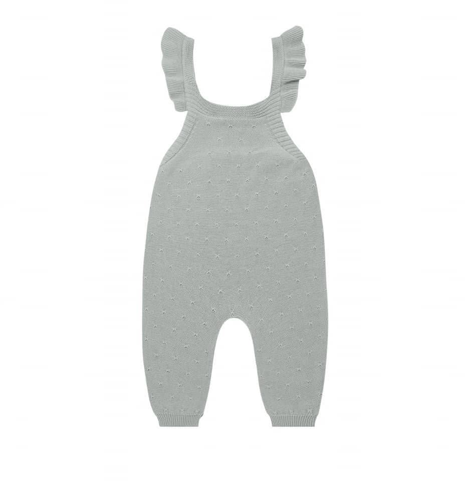 Pointelle Knit Overalls || Sky