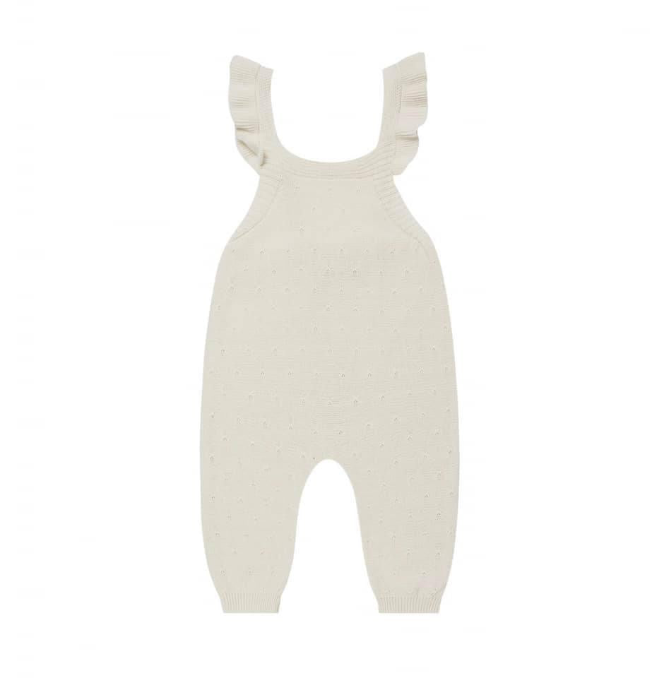 Pointelle Knit Overalls || Ivory